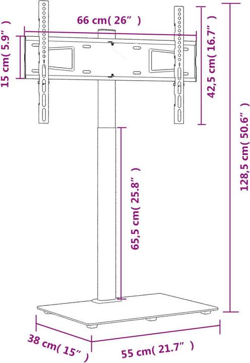 Actual product image vidaXL TV-Eckständer (45 kg, 32" - 65")