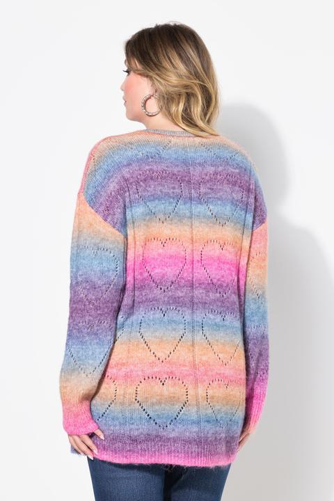 Produktbild Miamoda Pullover, Farbverlauf, Herz-Ajourmuster, V-Ausschnitt, Langarm (50)