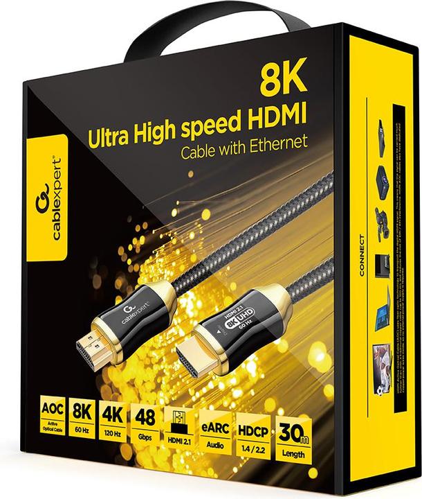 Actual product image Cablexpert GEMBIRD Aktywny optyczny AOC kabel HDMI Ultra High Speed z Ethernet AOC Premium Series 30m (30 m)