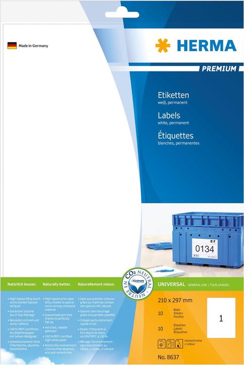 Produktbild HERMA Universal Etiketten A4
