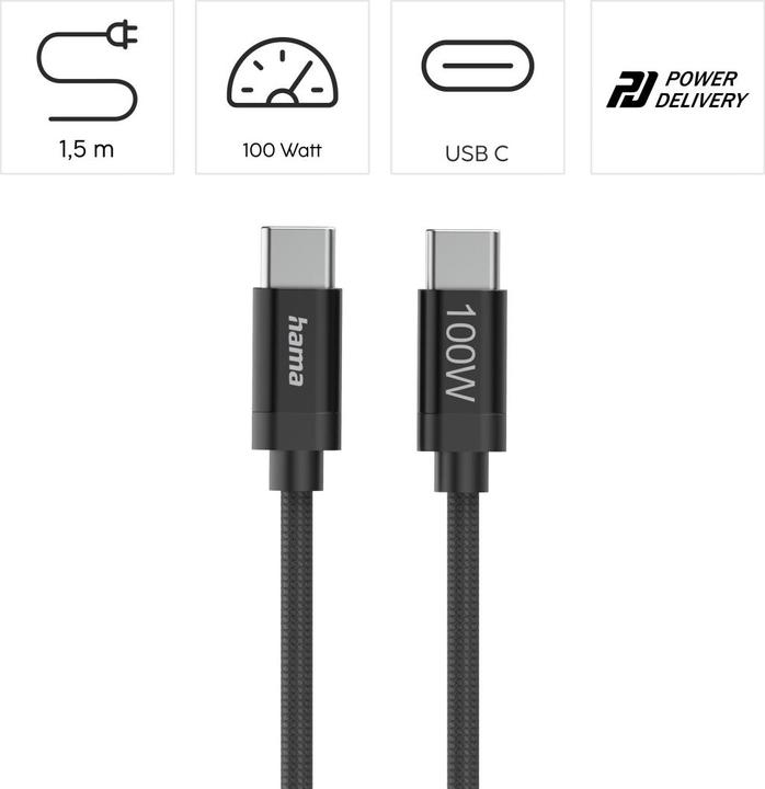 Actual product image Hama Fabric (1.50 m, USB 2.0, 100 W)