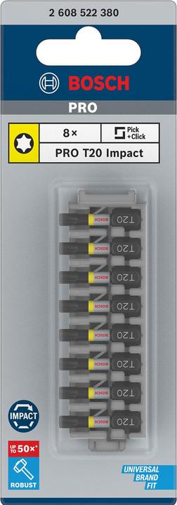 Productafbeelding Bosch Zubehör Impact Control schroevendraaier bitpakket. 8 stuks. met T20. 25 mm (Schroefgleuf)