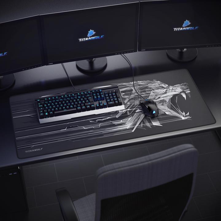 Actual product image Titanwolf Gaming mouse pad, 900 x 400mm XXL mouse mat, improves precision & speed, black (Wide)