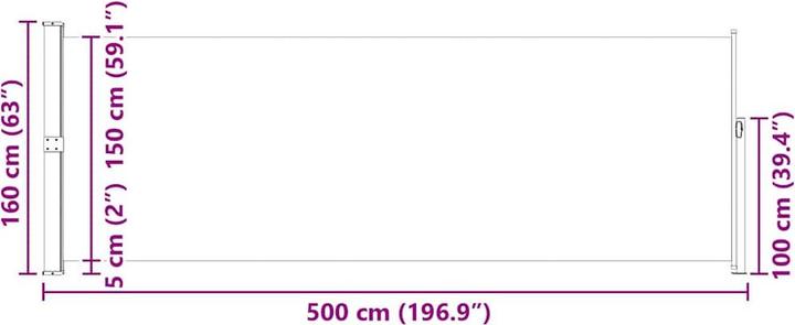 Produktbild vidaXL Balkon-Seitenmarkise (5 m)
