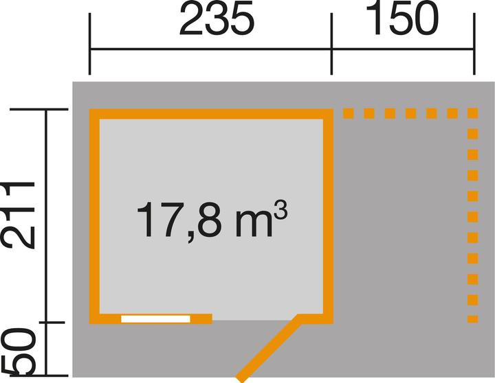 Actual product image Weka Holzbau Garden shed weka 170A size 1 with floor and wood storage 385 x 210 cm nature