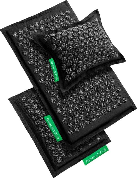 Image du produit Pranamat ECO Massage Set Tapis + Coussin + Mini-tapis noir