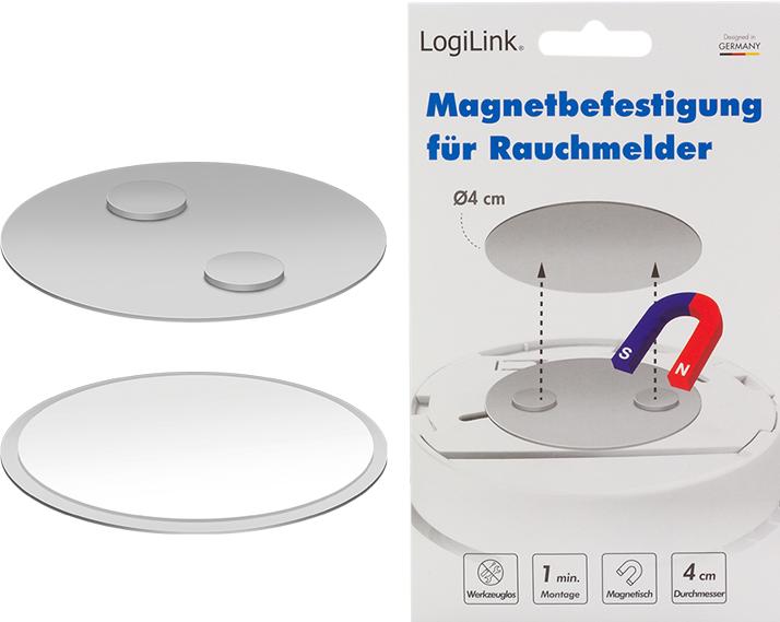 Produktbild LogiLink Rauchmelder Befestigungsset Ø4 cm, magnetisch
