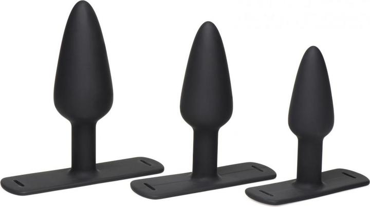 Master Series Bum-Tastic Trainer Set Silicone 3 Piece Anal Plug Set with Harness