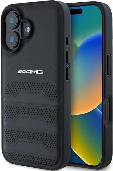 Produktbild Mercedes AMG AMHCP16SGSEBK iPhone 16 6.1" czarny/black hardcase Leather Debossed Lines Black Logo (Apple iPhone 16)