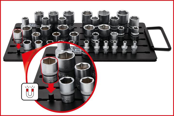 Actual product image KS Tools Magnetic socket organiser system 3 sockets 800.0185