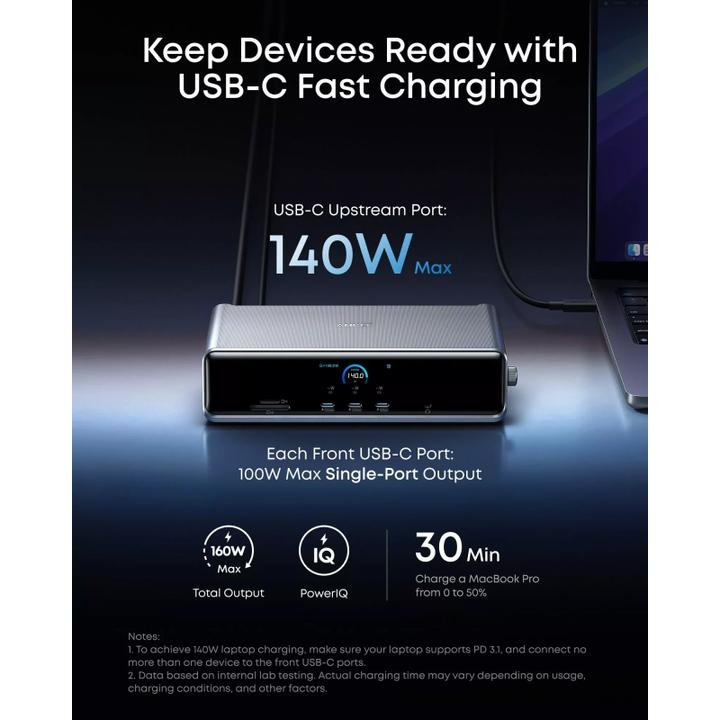 Actual product image Anker Prime Docking Station (14-in-1 Triple Display DisplayLink) (USB-C, 14 ports)