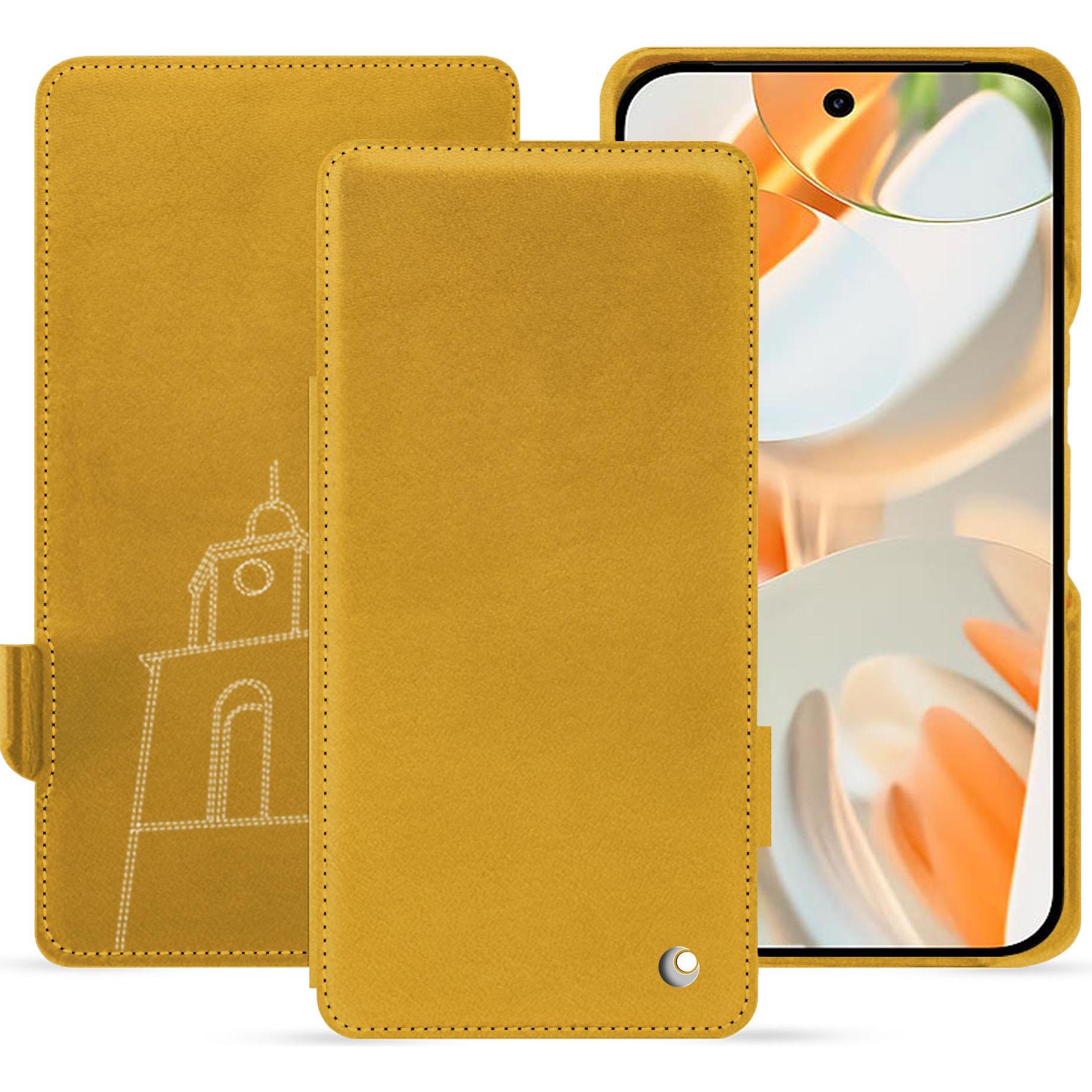 Noreve Lederschutzhülle horizontal (Google Pixel 9 Pro), Smartphone Hülle, Orange