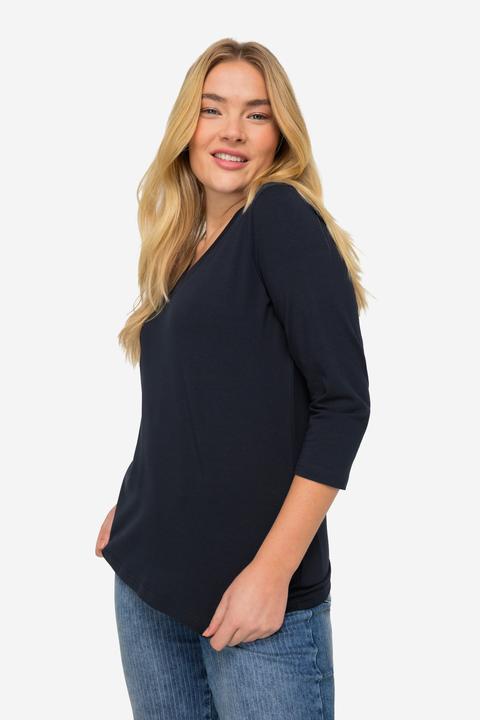 Actual product image Laurasøn OEKO-TEX Made basic V-neck 3/4-sleeve shirt (S)