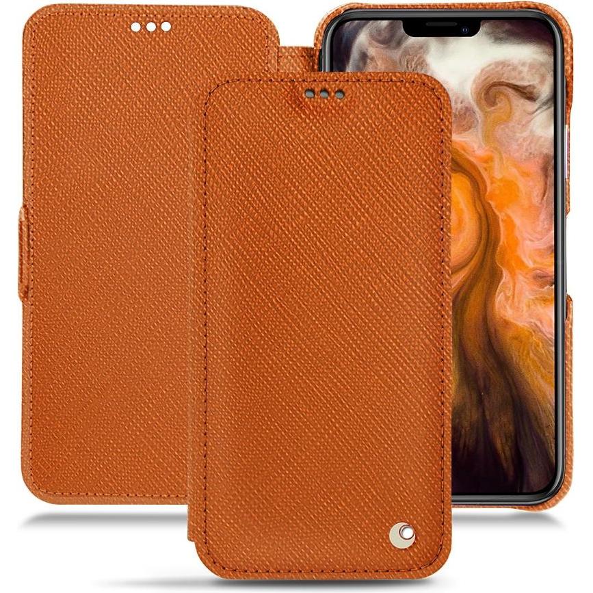 Noreve Lederschutzhülle horizontal (Apple iPhone 11 Pro Max), Smartphone Hülle, Orange