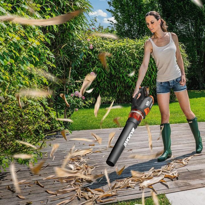 Produktbild Worx Akku Laubbläser WG584E mit Turbinentechnologie (inkl. 2x 2Ah Akkus) (Akkubetrieb, Laubbläser)