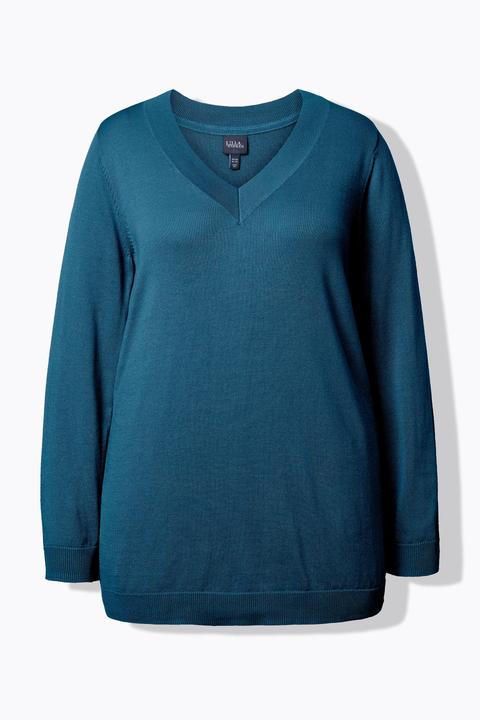 Produktbild Ulla Popken Pullover, V-Ausschnitt, Langarm, weicher Feinstrick (54)