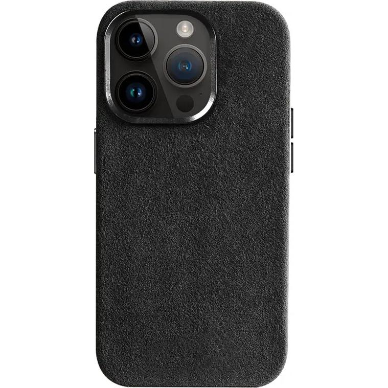 cyoo Alcantara Hlle iPhone 15 Pro Max Schwarz (Apple iPhone 15 Pro Max), Smartphone Hülle, Schwarz