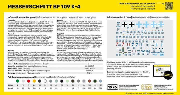 Nährwerte und Zutaten Heller STARTER KIT Messerschmitt Bf 109 K-4