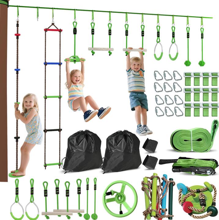 Aiyaplay Kinder-Kletterseil-Set Kunststoff, Polyester Grün