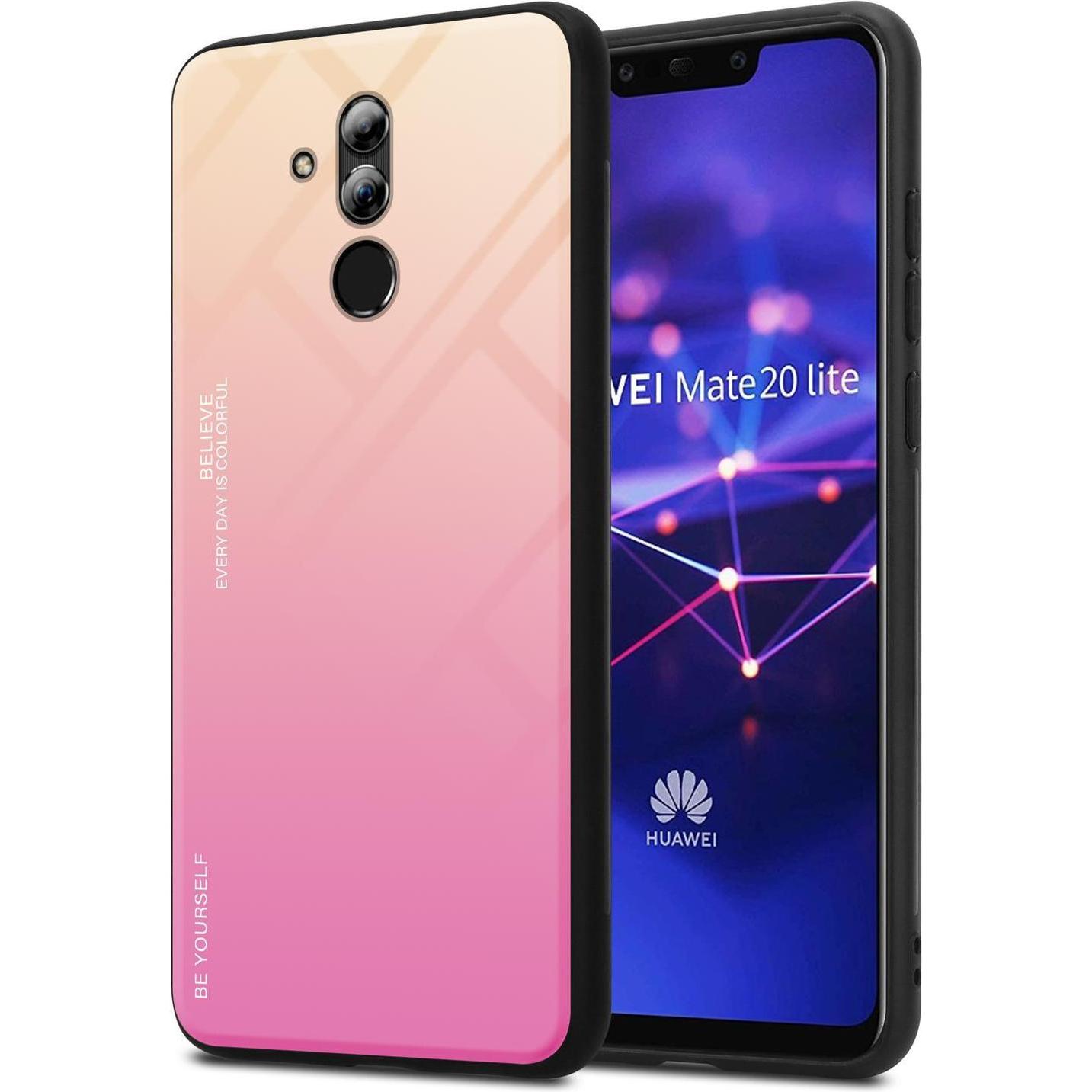 Cadorabo TPU 2 Farben Glas Cover (Huawei Mate 20 Lite), Smartphone Hülle, Schwarz
