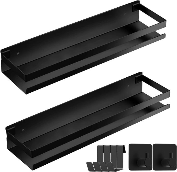 Kallrra 2-teiliges Duschregal-Set ohne Bohren, mit 6 Haken (30 x 10 x 6 cm)