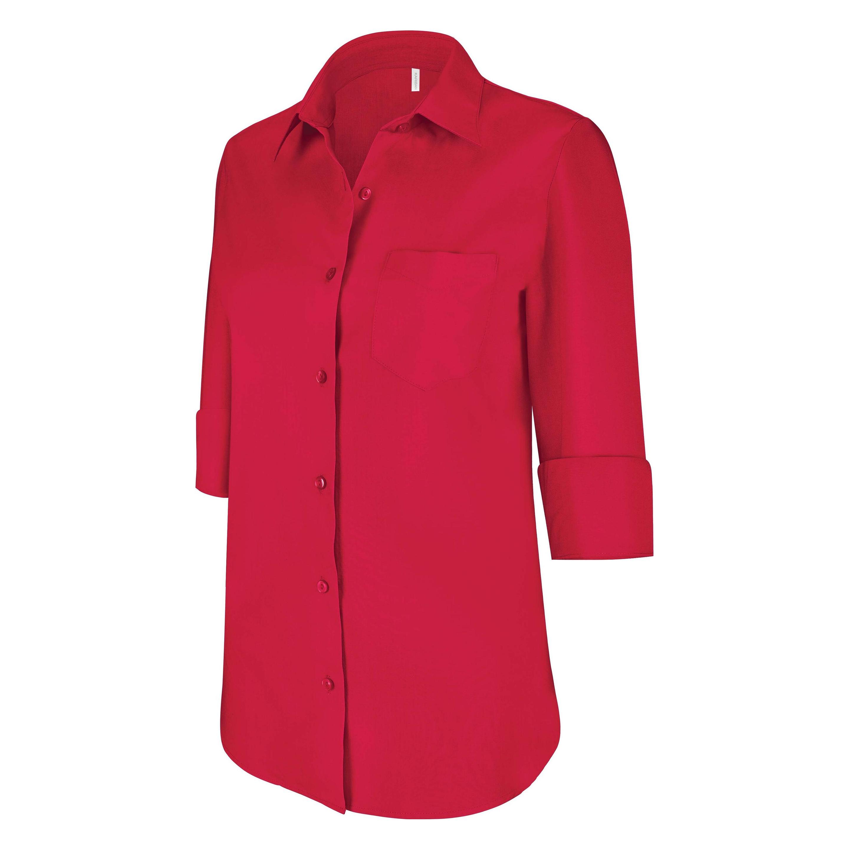 Kariban, Damen, Hemden, Mit 3/4 Ärmeln, Rot, (4XL)
