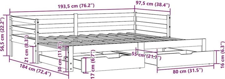 Image du produit vidaXL Lit de jour Extensible avec tiroirs