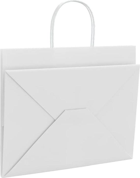 Produktbild VidaXL Kraftpapiertüten 50 Stk. mit Henkel Weiss 32x22x24 cm Papiertüte (Geschenktüte, 50 x)
