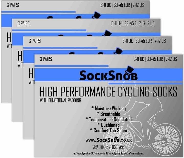 Energie-Label Sock Snob 12er Pack Fahrradsocken Kurz | Anti-Blasen Sports Socken (39 - 45)