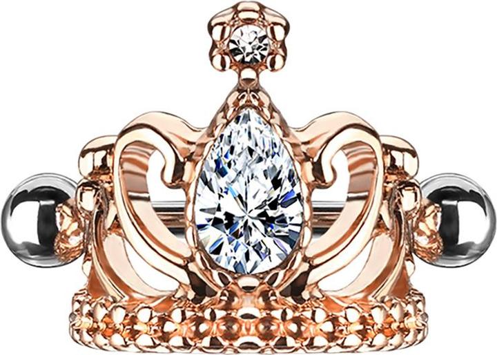 Produktbild Star Piercing Micro Barbell rosegold Tiara mit Kristall silber (Messing, Chirurgenstahl 316L)