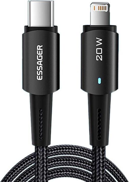 Produktbild Essager USB-C to Lightning cable,, EXCTL-CG01, 20W, 1m (black) (1 m, USB 3.2 Gen 1, 20 W)