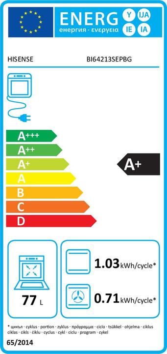 Energy Label Hisense Backofen60cm, Schwarz, A
