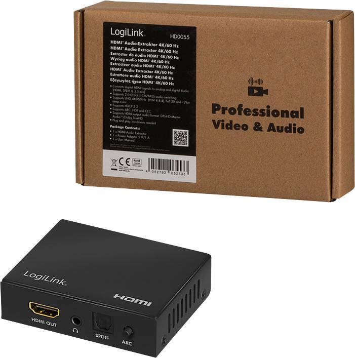 Immagine prodotto LogiLink Estrattore audio HDMI, 2CH/5.1CH, SPDIF, /60Hz