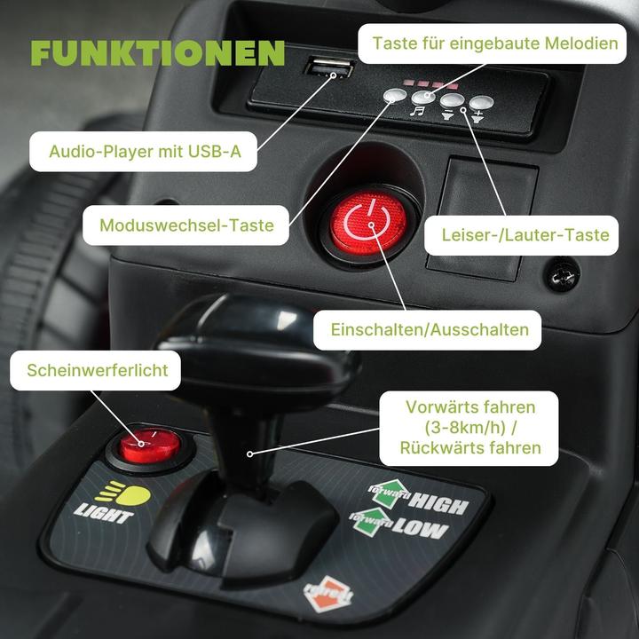 Actual product image Hermex Elektro-Traktor für Kinder Elektroauto mit Anhänger Kinderfahrzeug (12 V)