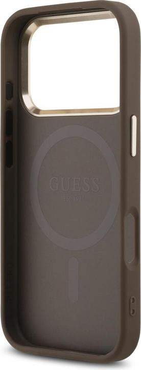 Produktbild Guess Case Magsafe 4G PU Leather Case With Triangle Logo And Gold Metal Camera Frame For iPhone 17 P (Apple iPhone 17 Pro)