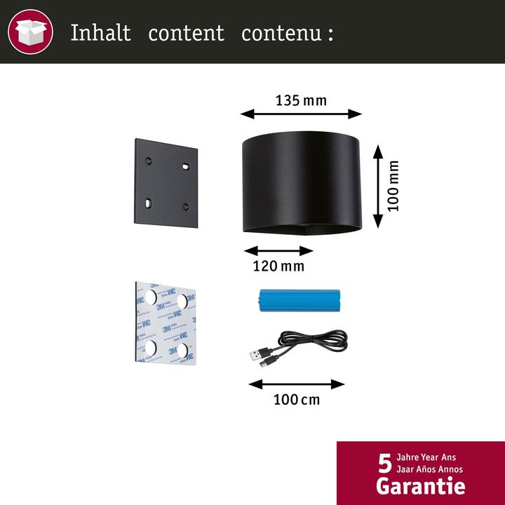 Produktbild Paulmann Akkuwandleuchte Nyora (330 lm, IP44)