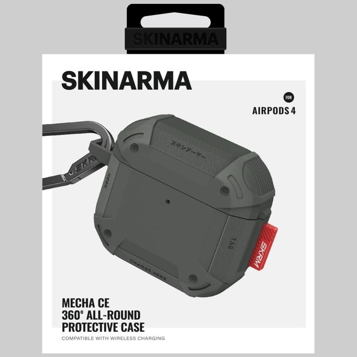 Actual product image Skinarma Case Mecha CE for AirPods 4 olive (Headphone sleeve)