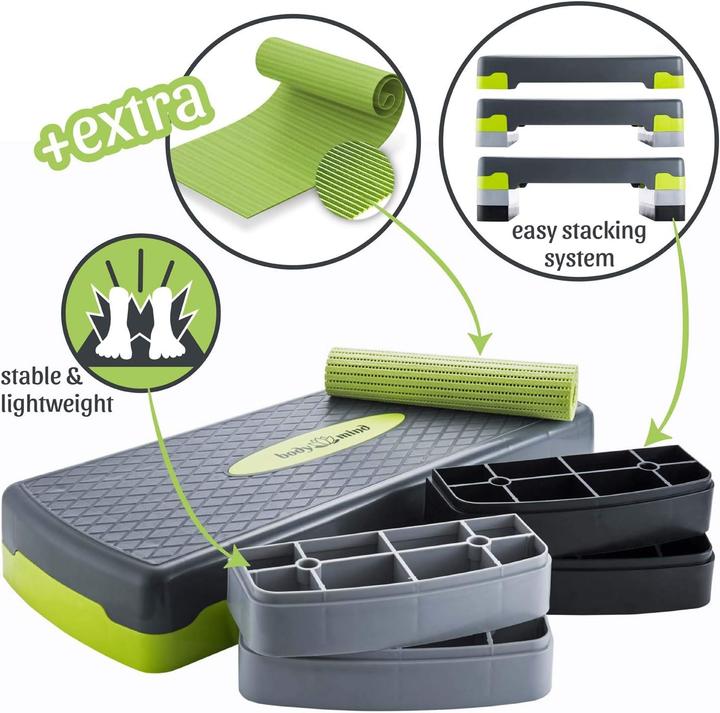 Produktbild Body & Mind Elite Board - Aerobic Steppbrett mit Anti-Rutsch-Matte