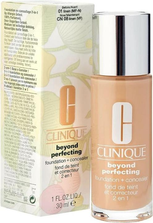 Actual product image Clinique Beyond Perfecting Foundation + Concealer (#01 Linen, CN 08 Lines)