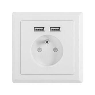 Thumbnail - Lanberg, Steckdose, AC-WS01-USB2-E Steckdosen/Steckdosen-Set Buchse