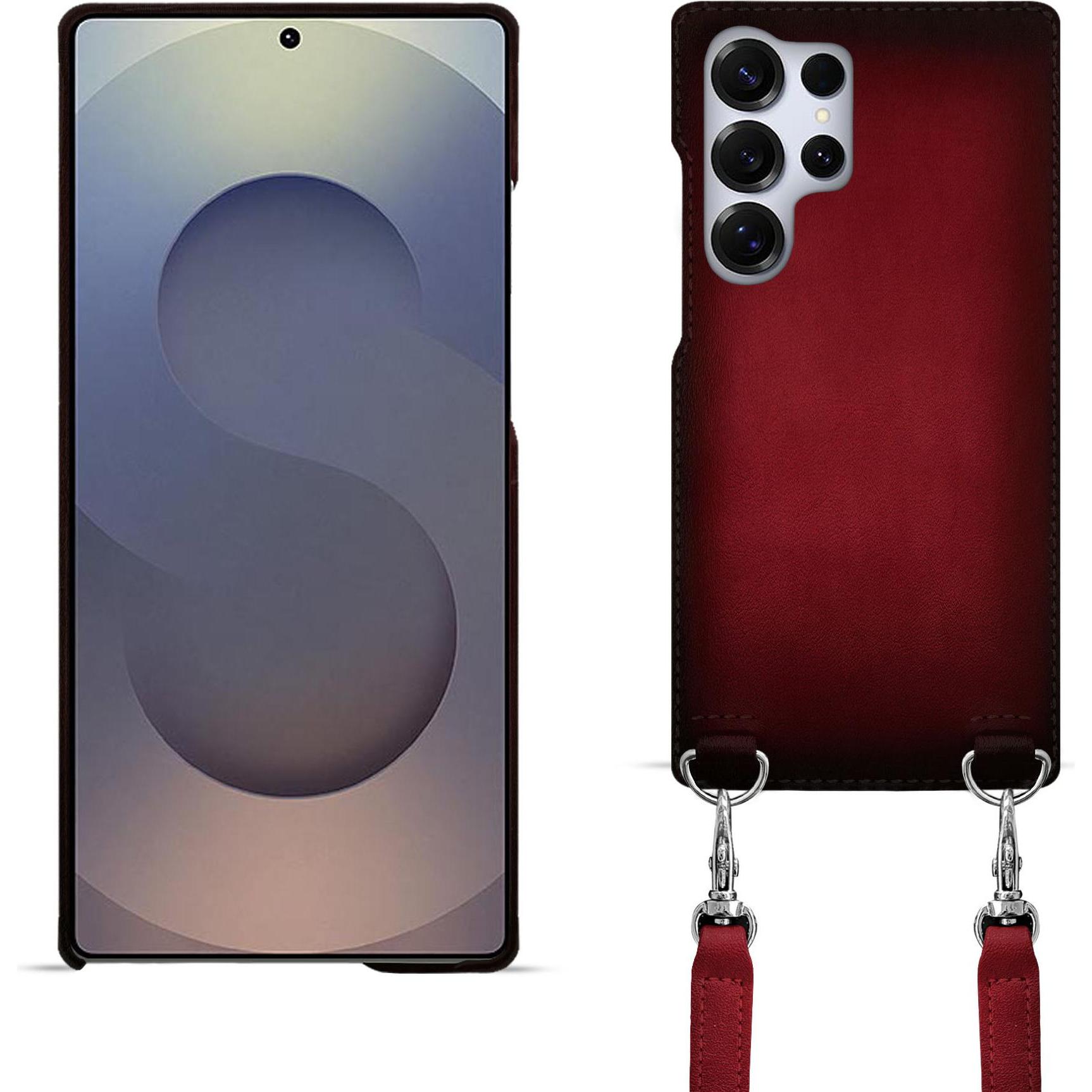 Noreve Schutzhülle mit Schulterriemen Samsung Galaxy S25 Ultra (Samsung Galaxy S25 Ultra), Smartphone Hülle, Rot