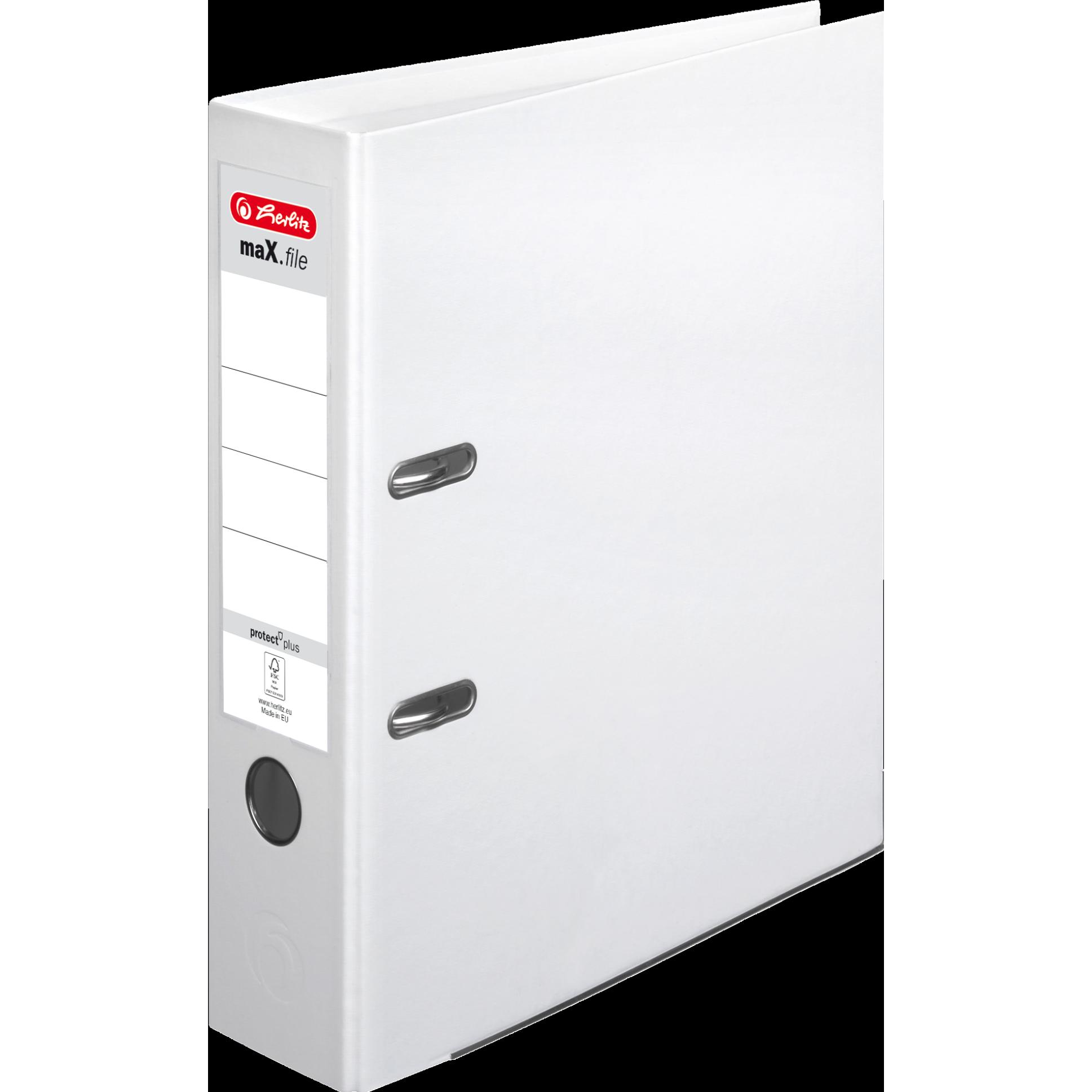 Thumbnail - Herlitz, Ordner, Ordner maX.file protect plus, Rückenbr.: 80 mm, weiss DIN A4, Voll-PP-Kunststoffbezug, Kantenschutz (A4...