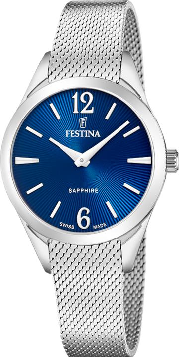 Image du produit Festina Montre Swiss Made Grace Bleu, Bracelet Acier Inoxydable, Femme (Montre analogique, Swiss Made, 32 mm)