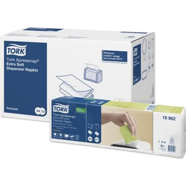 Thumbnail - Tork, Servietten, Serviet Xpressnap lime 21,6x16,5cm 2 fold N4 8000stk/pak - (8000 stk.) (8000 x)