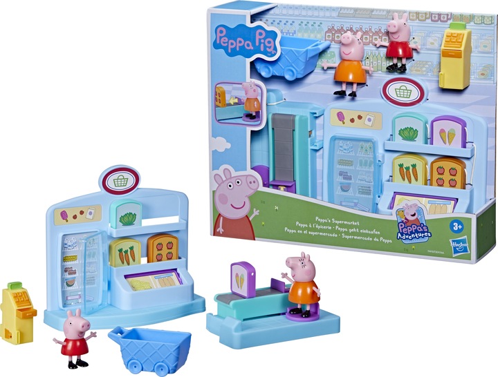 Actual product image Hasbro Peppa's Adventures Peppa goes shopping, preschool toy with 2 figures and 8 accessoi...