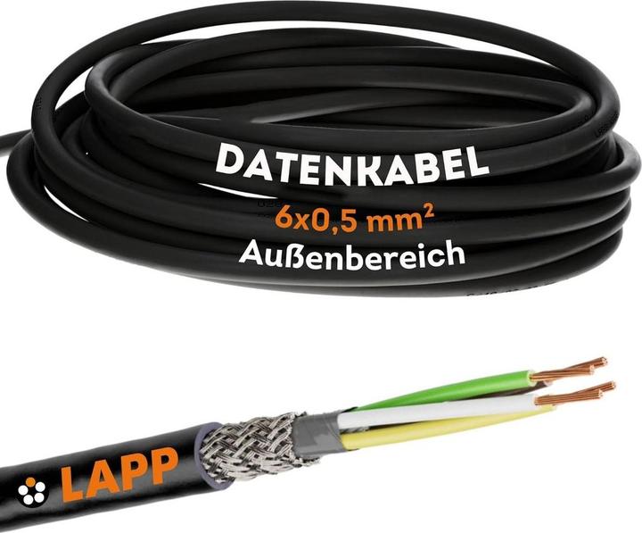 Lapp 10 metres 1030521 LiYCY shielded control cable 6x0.5 mm² I UV-resistant I Signal cable 6 core (10 m)