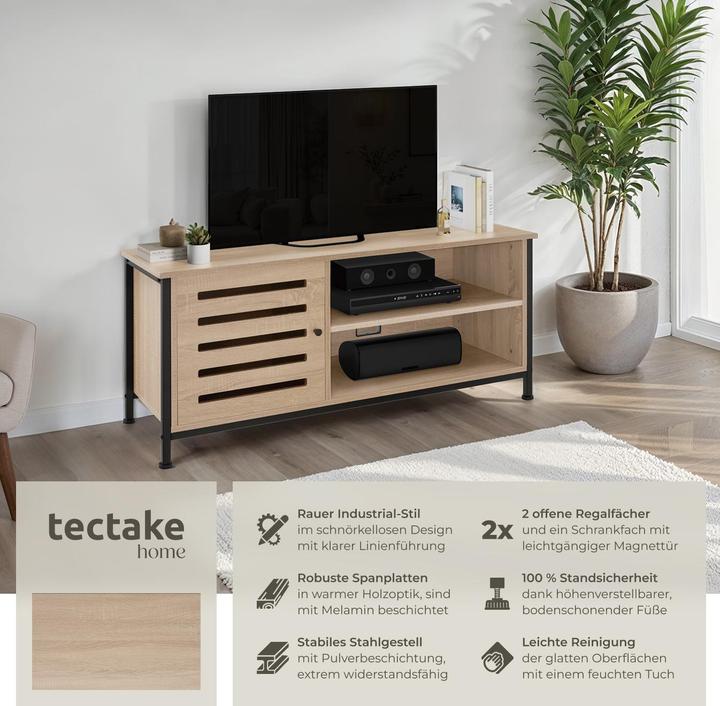 Actual product image tectake TV cabinet Galway | W110 x D41.5 x H50.5 cm with 3 sections (41.50 x 110 x 50.50 cm)