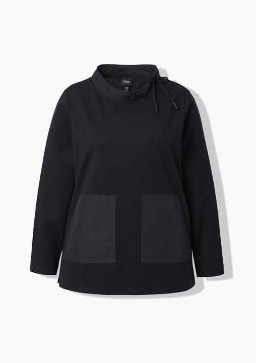 Actual product image Ulla Popken Mixed Material Ruffle Collar Sweatshirt (54)