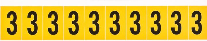 Actual product image Brady 1530-3, B-946, vinyl, number 3, black on yellow, 22 x 38mm, font height 25mm(25 K. á 10 E.)