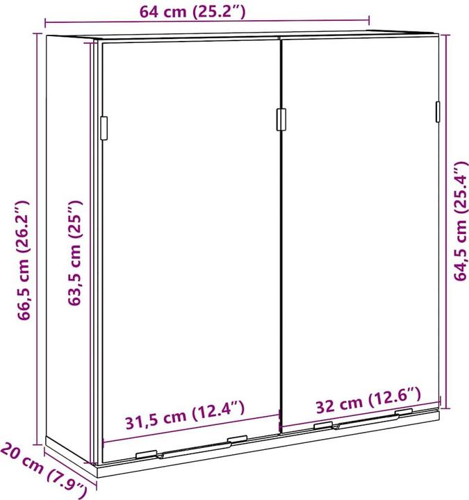 Image du produit vidaXL Bad-Spiegelschrank Artisan-Eiche 64x20x66,5 cm Holzwerkstoff